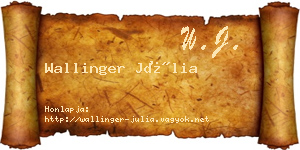 Wallinger Júlia névjegykártya